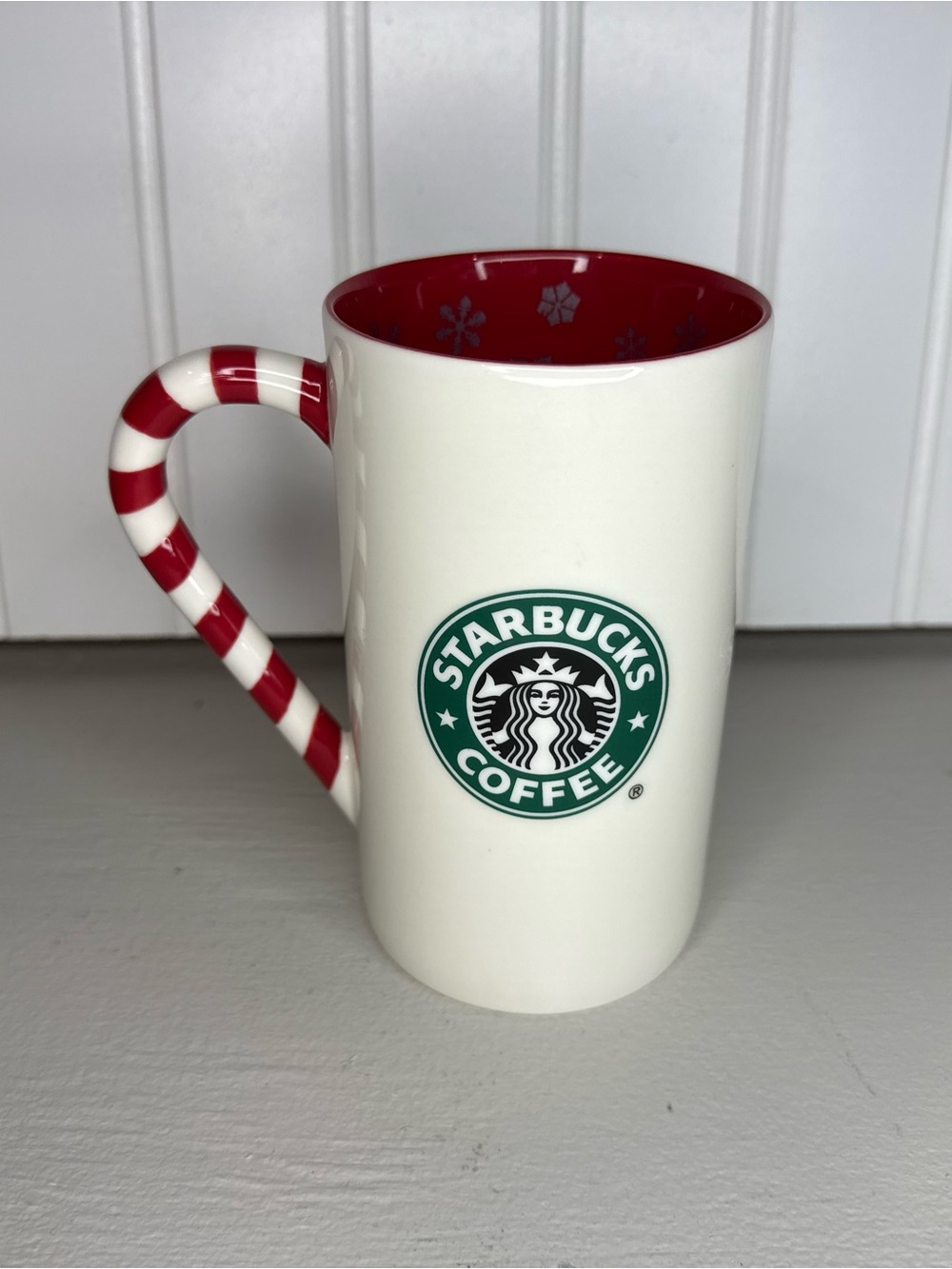 Starbucks 2009 Hand Painted Candy Cane Holiday Christmas Coffee Mug MINT